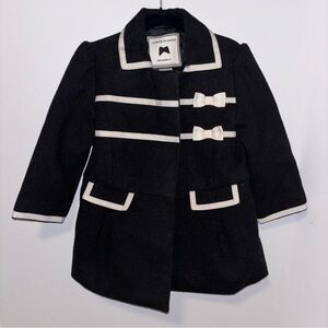 Janie and Jack Black Pea Coat with White Trim